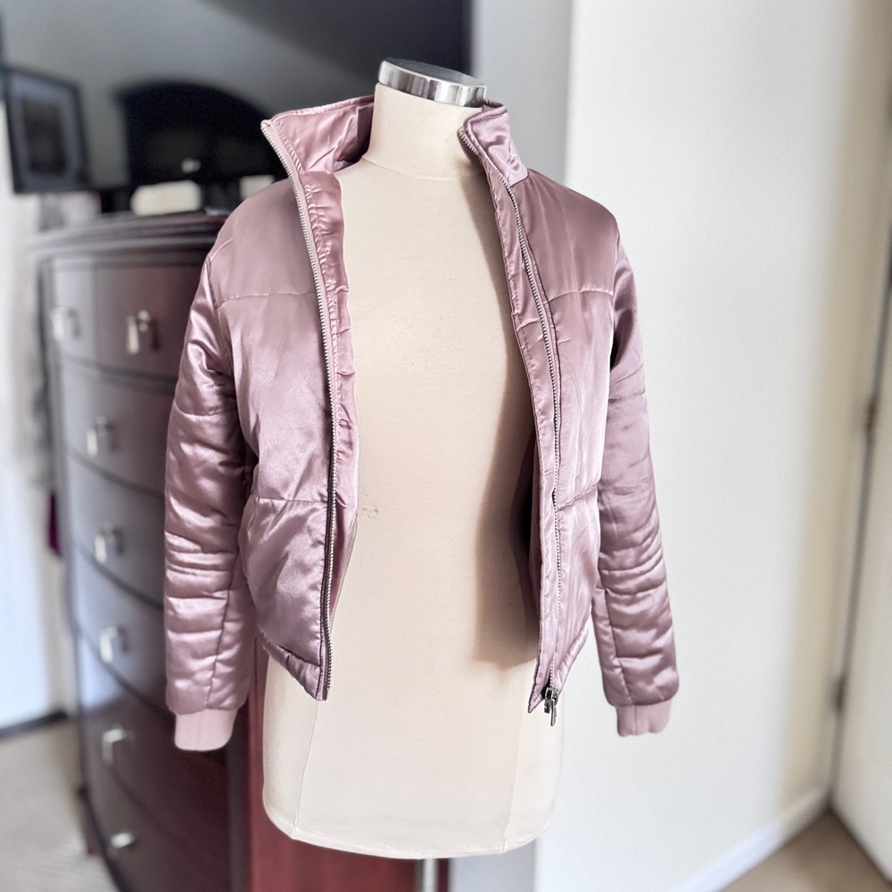 Aeropostale Women's Blush Satin Puffer Jacket